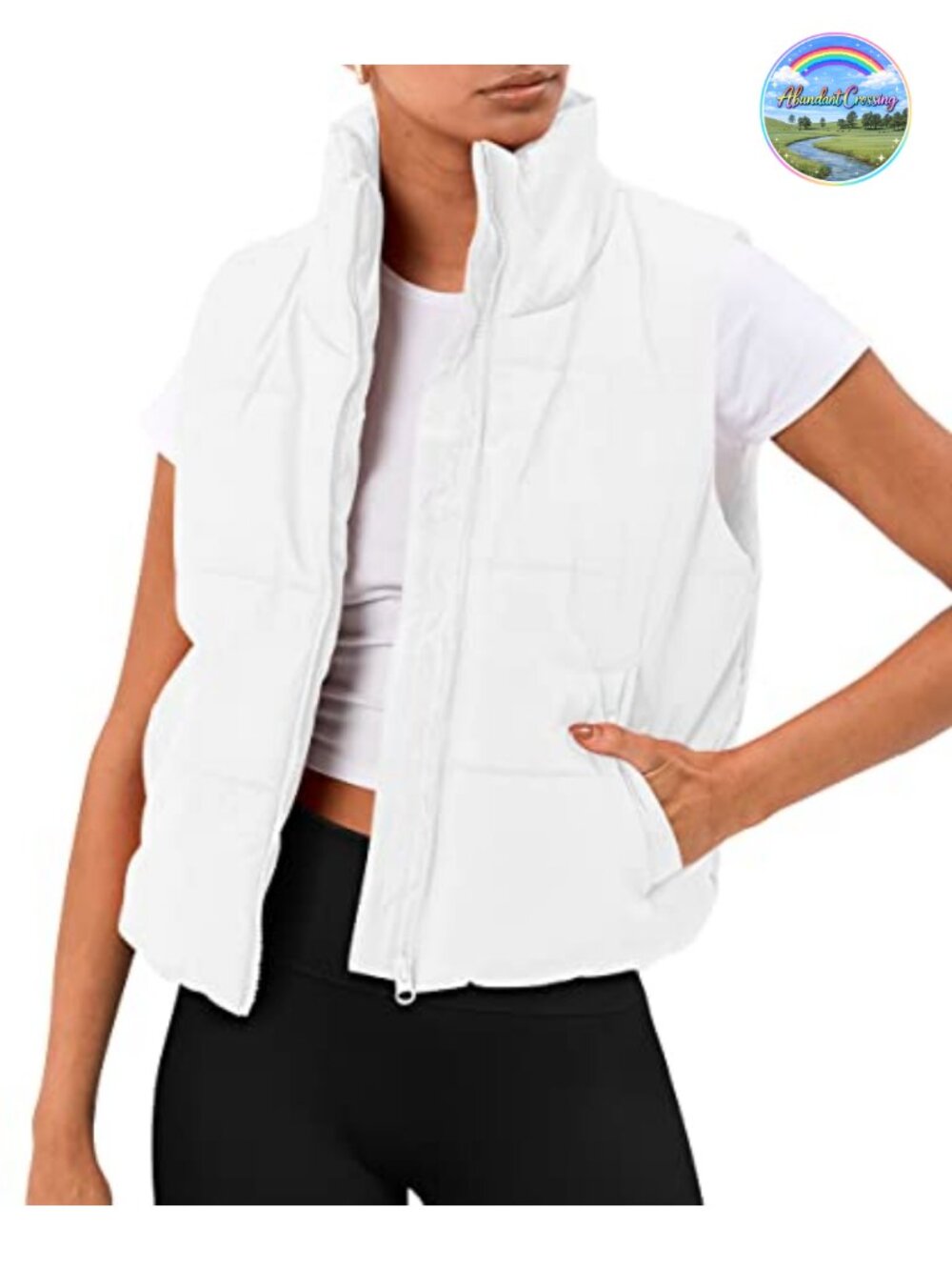 Womens Puffer Vest Cropped Lightweight Quilted Fall Winter Outerwear